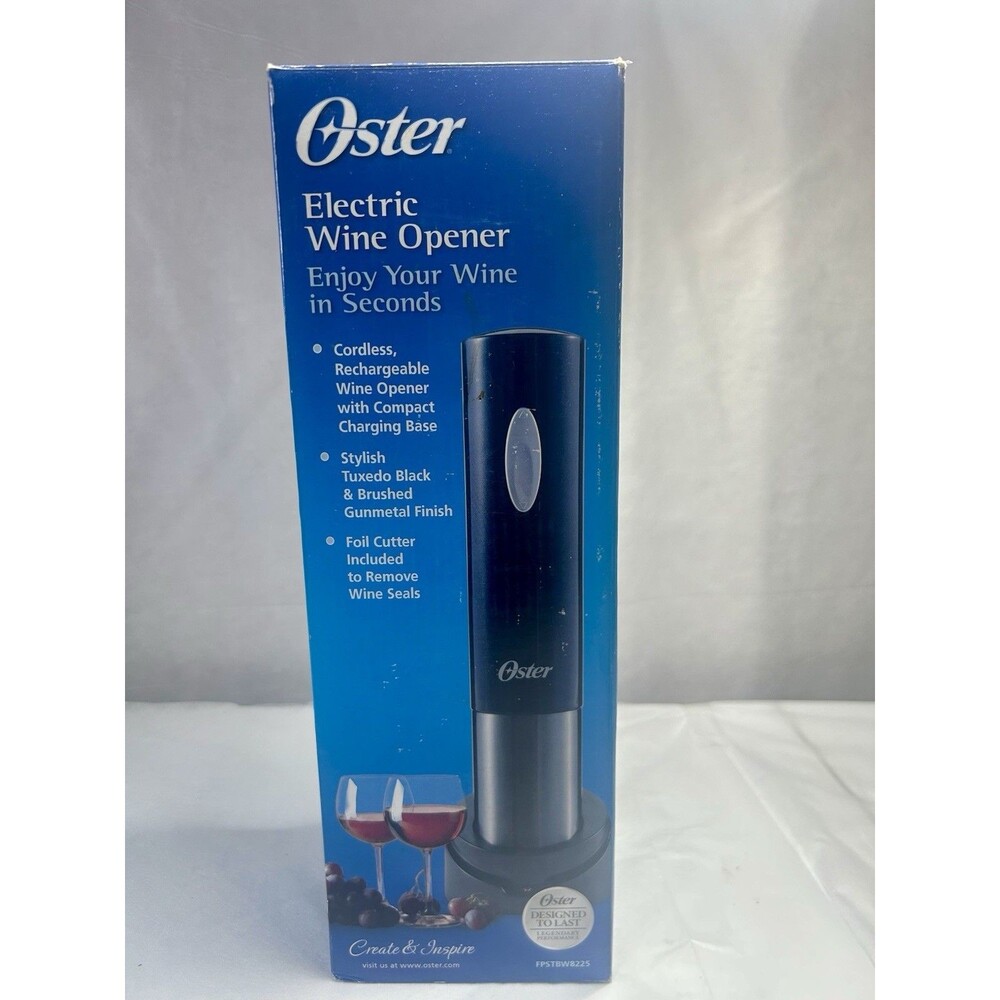 Oster Cordless Rechargeable Wine Opener with Charging Base Black